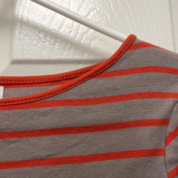 $2! 5 for $10 🔥Women’s Zara Organic Cotton 3/4 sleeve striped Taupe sz Large - Picture 3 of 5